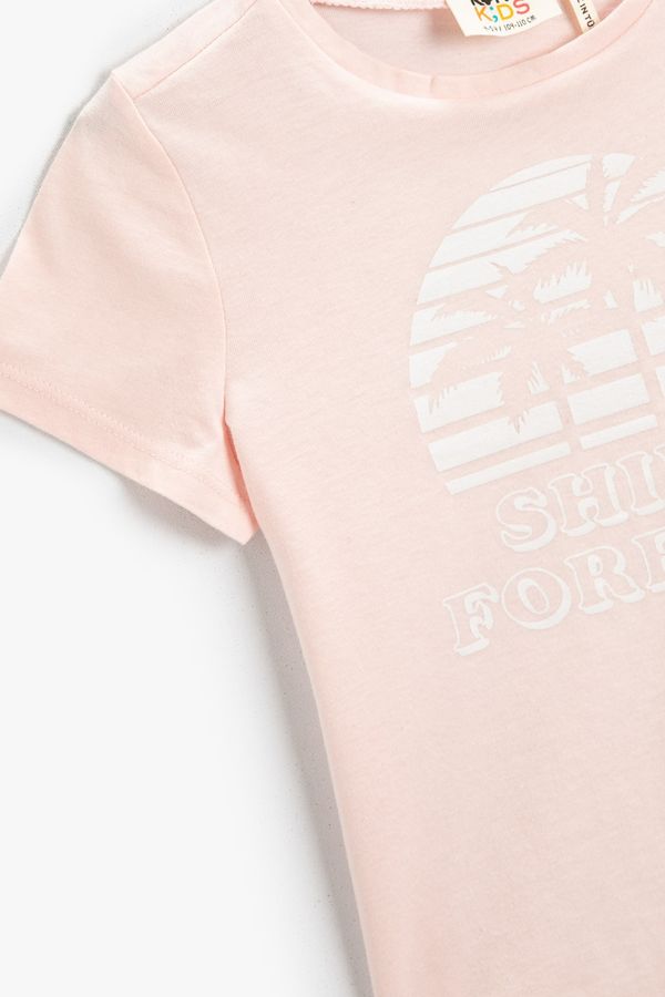 Koton Koton Summer Themed Printed Short Sleeve T-Shirt Cotton