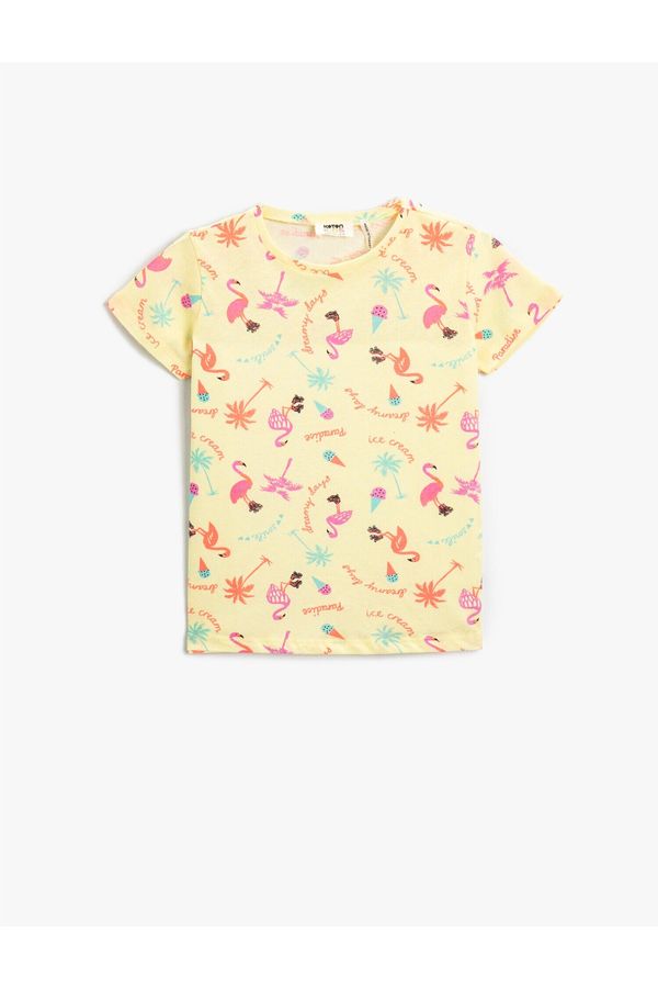 Koton Koton Summer Themed Unicorn Printed Short Sleeve T-Shirt