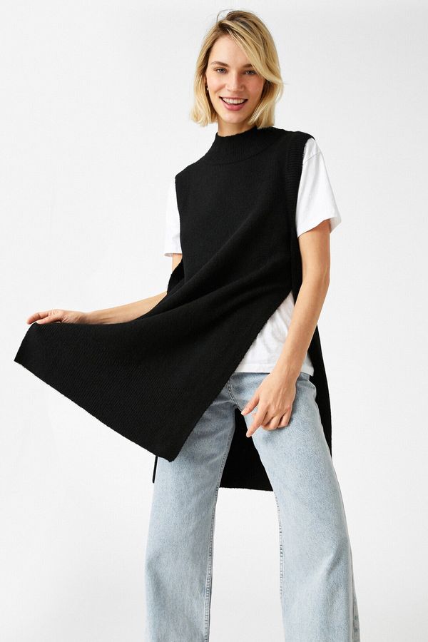 Koton Koton Sweater Vest - Black - Oversize