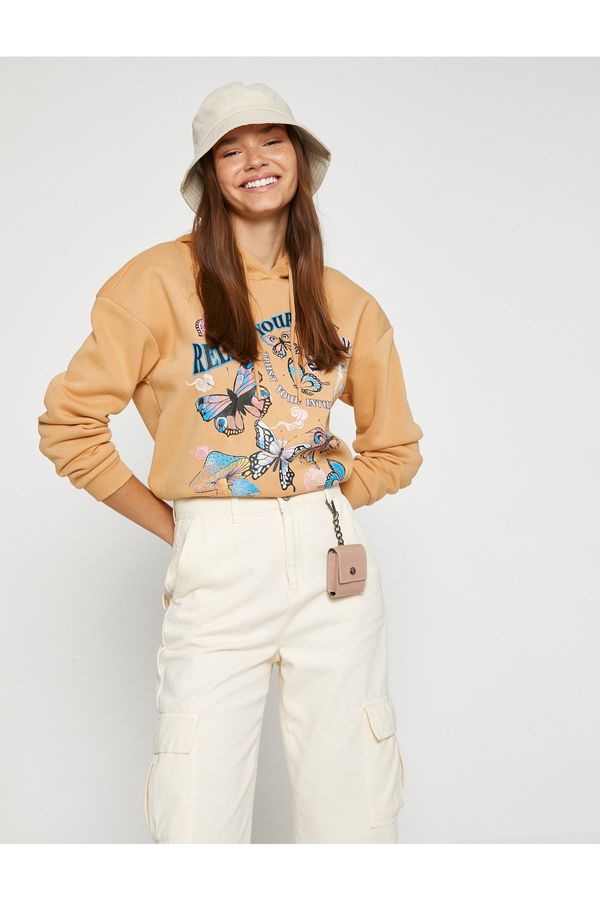 Koton Koton Sweatshirt - Beige - Oversize