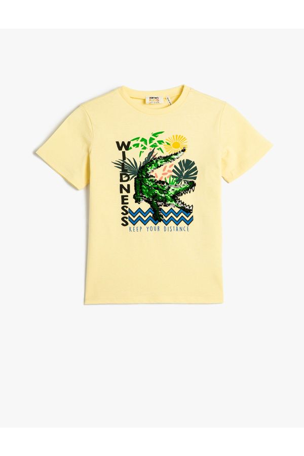 Koton Koton T-Shirt Dinosaur Printed Short Sleeve Crew Neck Cotton