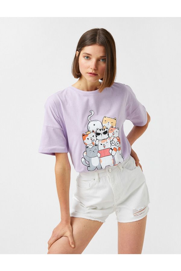 Koton Koton T-Shirt - Purple - Oversize