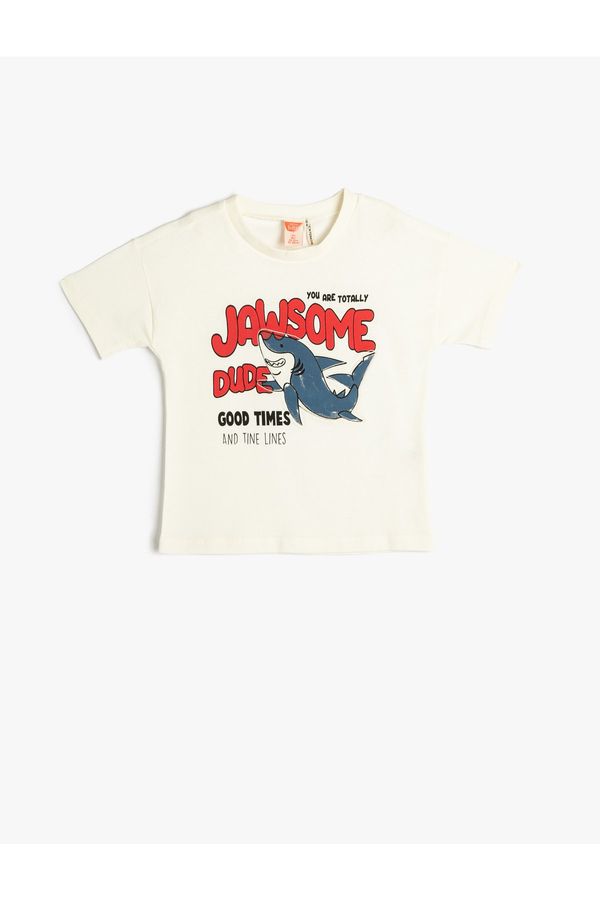 Koton Koton T-Shirt Shark Print Short Sleeve Cotton