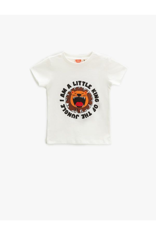 Koton Koton T-Shirt Short Sleeve Lion Graphic Print Crew Neck