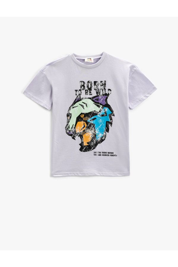 Koton Koton T-Shirt Tiger Printed Short Sleeve Crew Neck