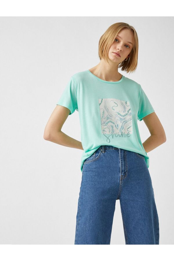 Koton Koton T-Shirt - Turquoise - Regular fit