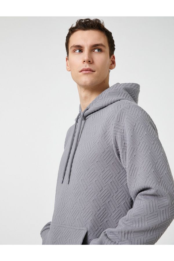 Koton Koton Textured Hooded Sweatshirt Pocket Detailed