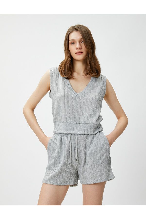 Koton Koton Tie Waist Shorts Knitted Pattern