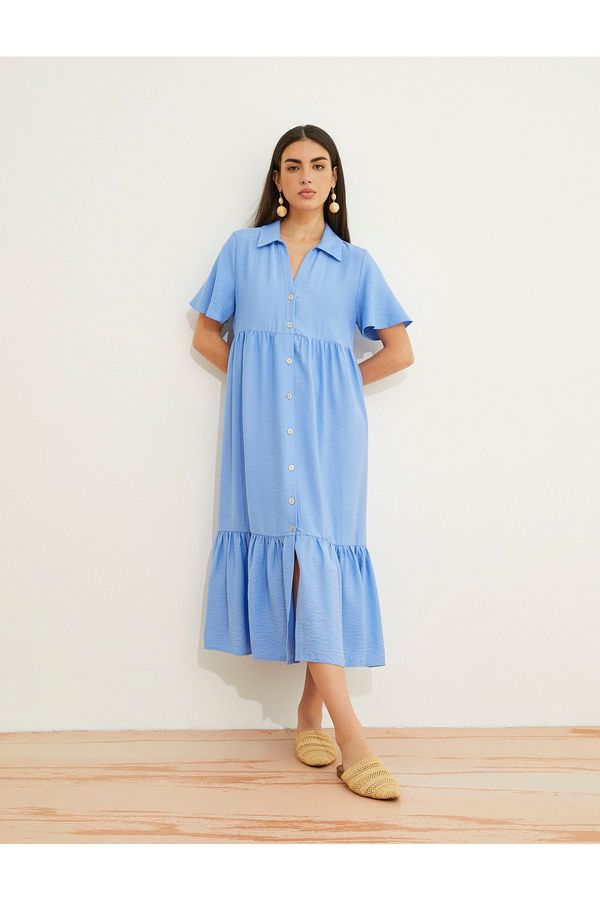 Koton Koton Tiered Shirt Dress Midi Length Short Sleeve