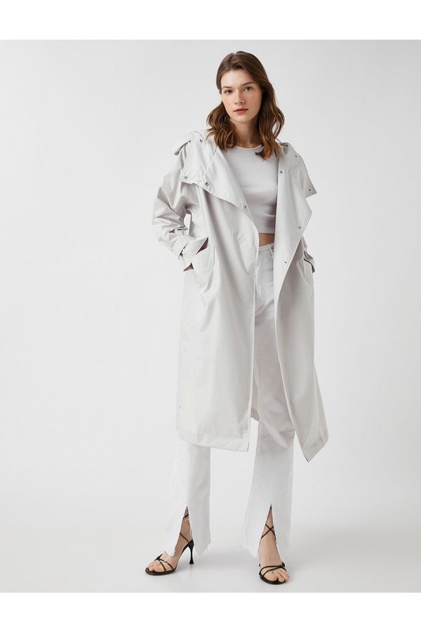 Koton Koton Trench Coat - Gray - Double-breasted