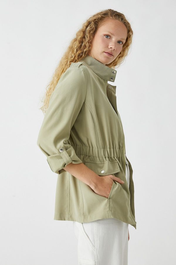 Koton Koton Trench Coat - Green - Double-breasted