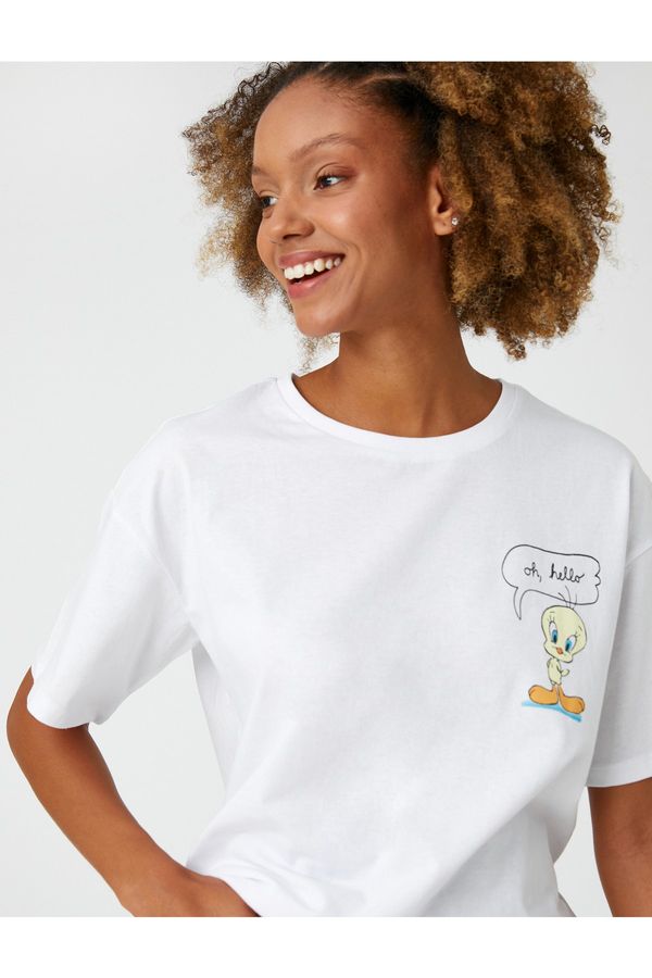 Koton Koton Tweety Licensed T-Shirt Crew Neck Short Sleeve Back Printed