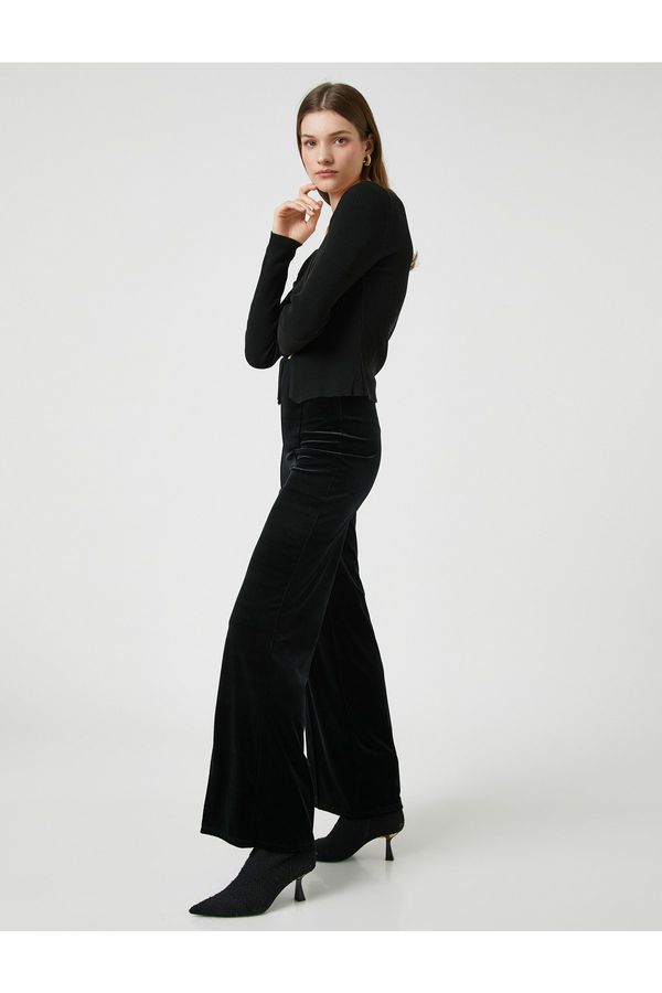 Koton Koton Velvet Palazzo Trousers Ribbed