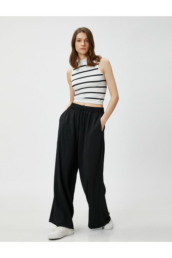 Koton Koton Wide Leg Trousers Tie Waist