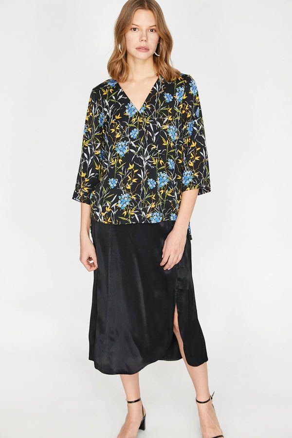 Koton Koton Women Kolorowa bluzka z kwiatowym nadrukiem
