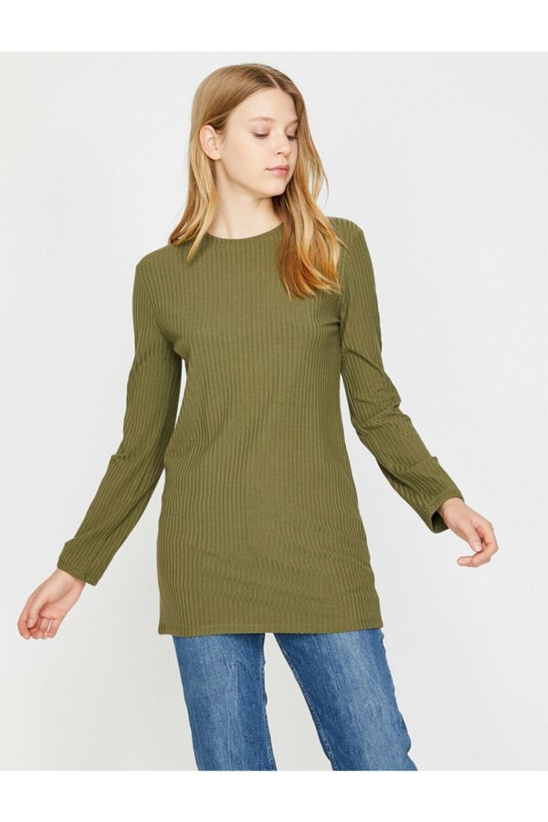 Koton Koton Women's Green Crew Neck Long Sleeve T-Shirt