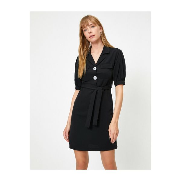 Koton Koton Women's Pocket Short Sleeve Buttoned Short Dress