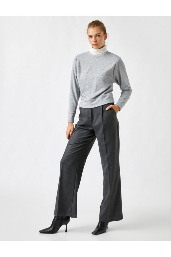 Koton Koton Women's Wide Leg Gray Pants