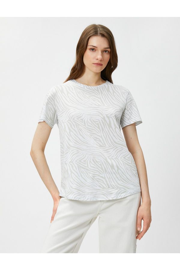 Koton Koton Zebra Patterned T-Shirt Cotton Short Sleeve