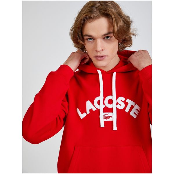 Lacoste Red Men's Sweatshirt with Lacoste Hoodie - Men's