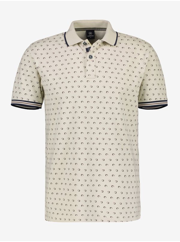 Lerros Beige Mens Polo T-shirt with Tiny Pattern LERROS - Men