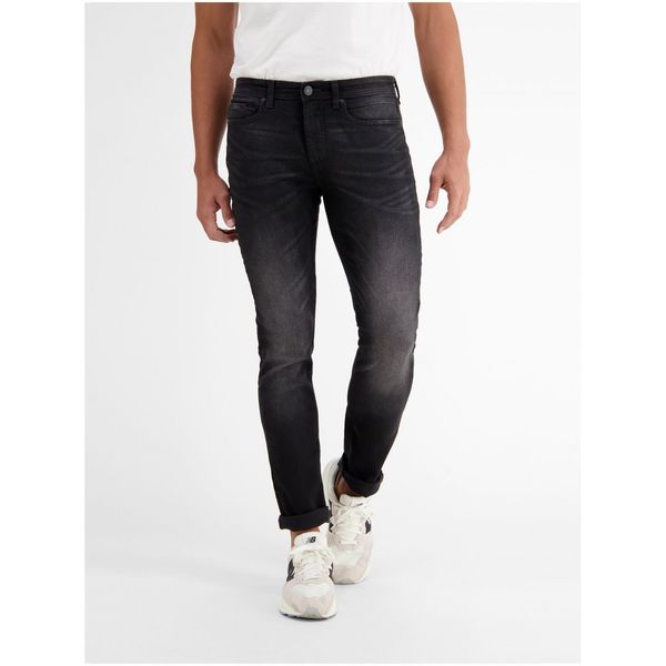Lerros Dark gray men's slim fit jeans with embroidered effect LERROS - Men