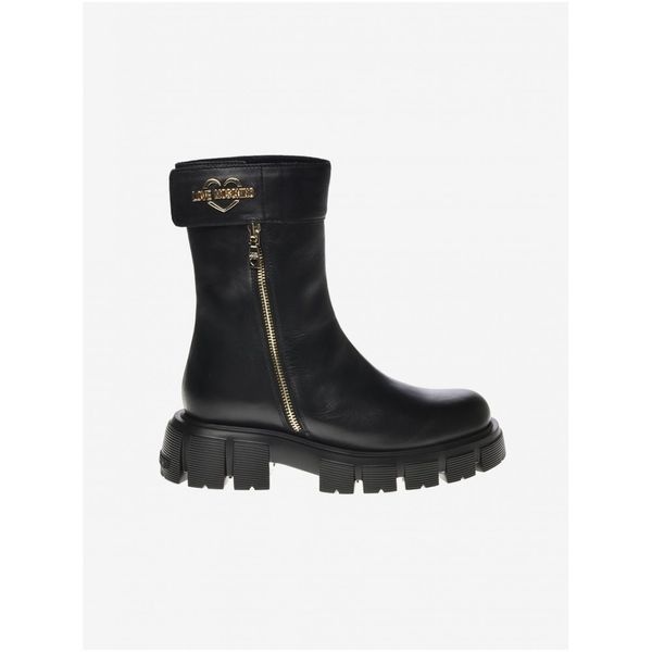 Love Moschino Black Leather Ankle Boots Love Moschino - Women