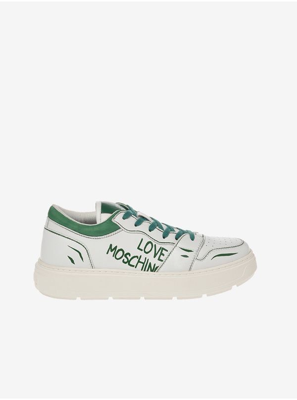 Love Moschino Green and White Women's Leather Sneakers Love Moschino - Women