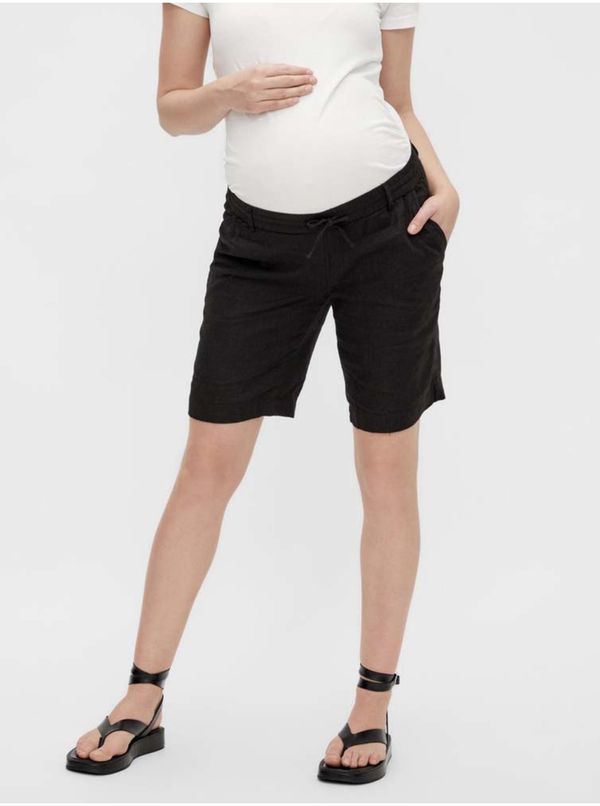 Mama.licious Black Maternity Shorts with Linen Mama.licious Beach - Women