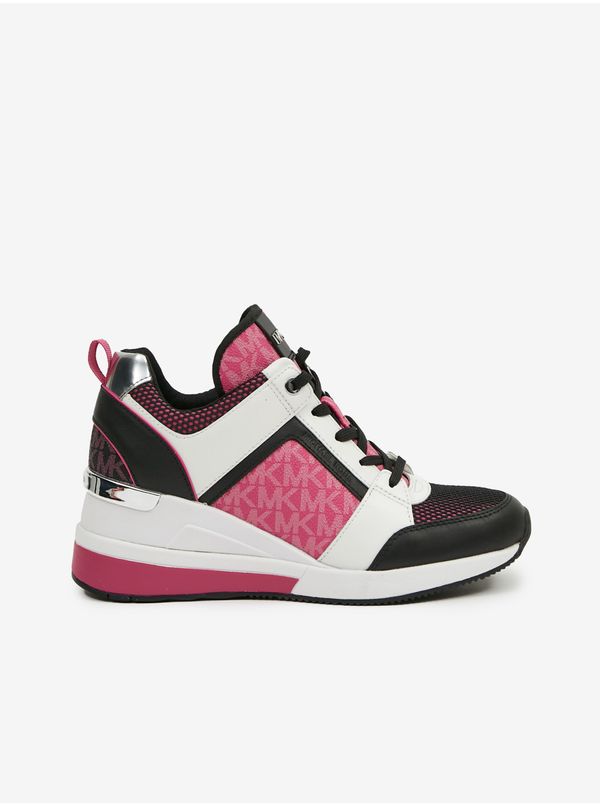 Michael Kors Black and Pink Women's Gusset Leather Sneakers Michael Kors Georgia - Women