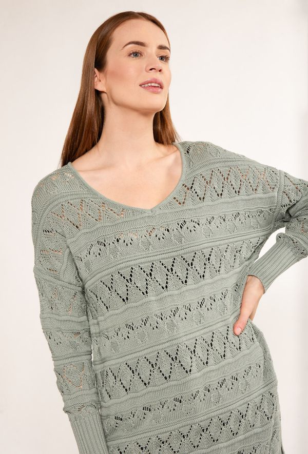 MONNARI MONNARI Woman's Jumpers & Cardigans Openwork Sweater With A Longer Cut Multi Green