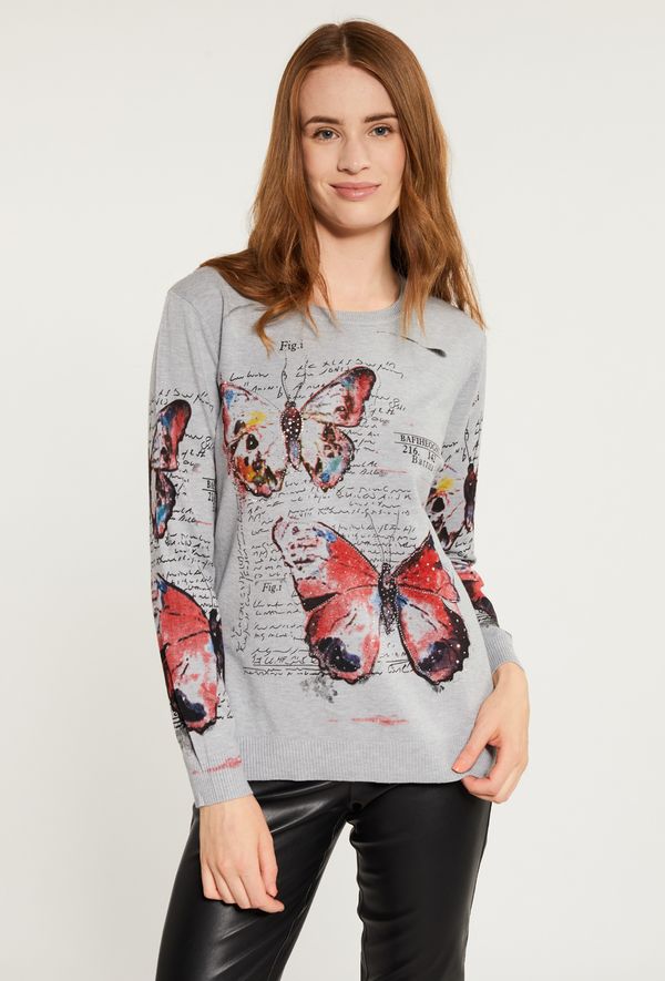 MONNARI MONNARI Woman's Jumpers & Cardigans Patterned Sweater With Rhinestones