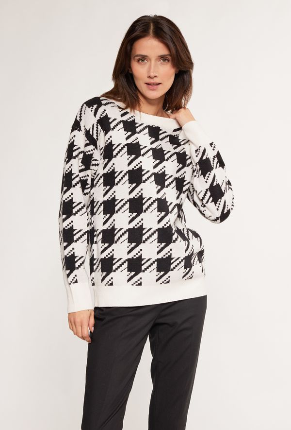 MONNARI MONNARI Woman's Jumpers & Cardigans Patterned Women's Sweater Multi White