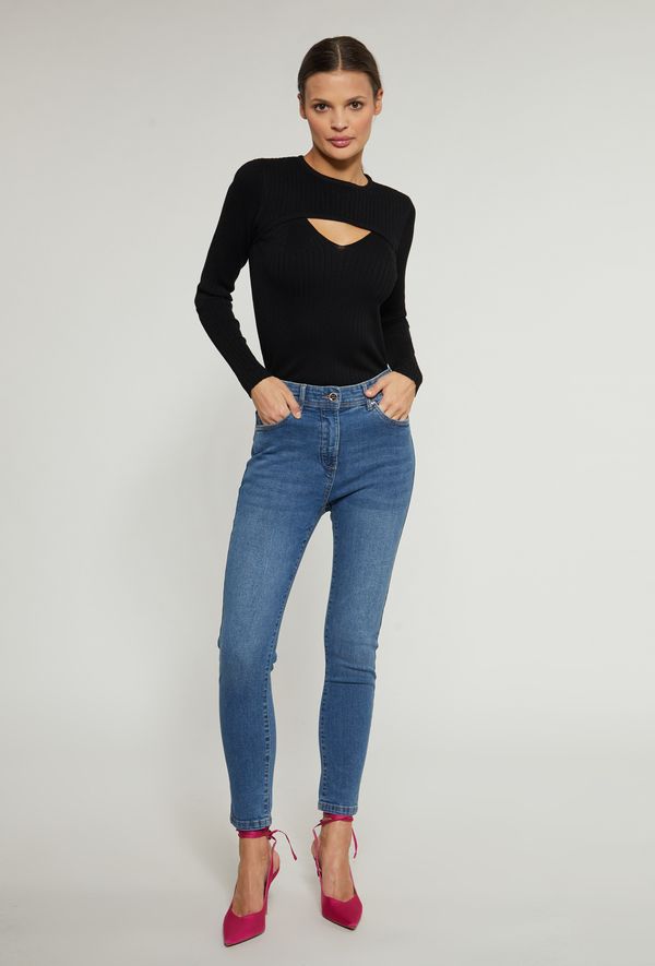 MONNARI MONNARI Woman's Jumpers & Cardigans Ribbed Women's Sweater With A Cut At The Neckline
