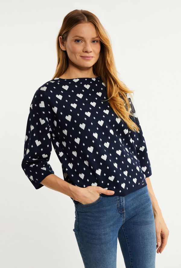 MONNARI MONNARI Woman's Jumpers & Cardigans Sweater With A Pattern In The Heart Navy Blue