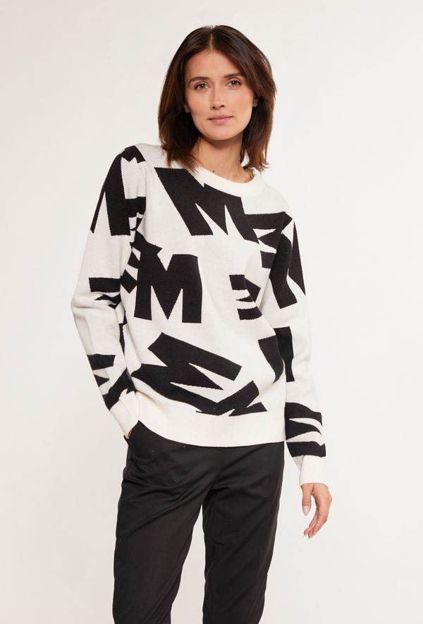 MONNARI MONNARI Woman's Jumpers & Cardigans Sweater With Pattern Multi White
