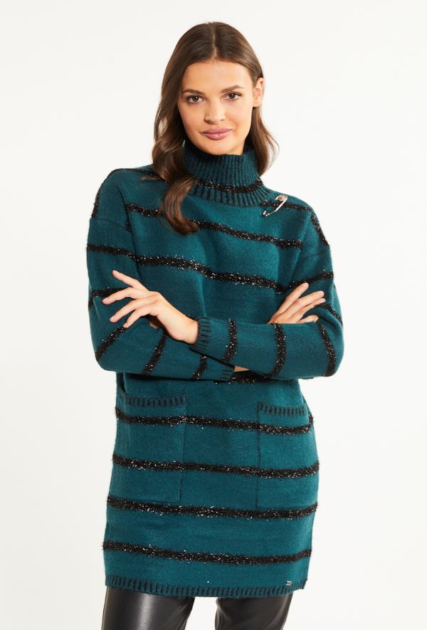 MONNARI MONNARI Woman's Jumpers & Cardigans Women's Long Sweater With Shimmering Stripes