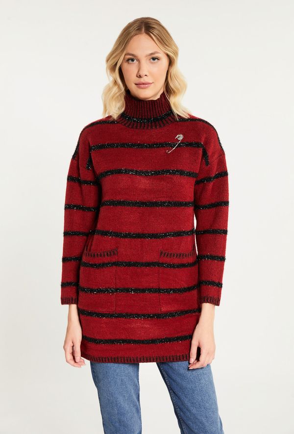 MONNARI MONNARI Woman's Jumpers & Cardigans Women's Long Sweater With Shimmering Stripes