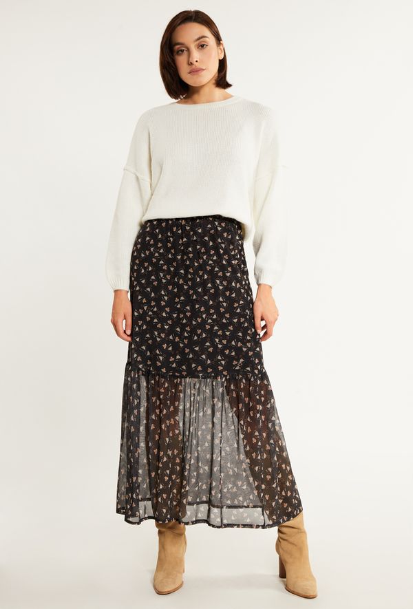 MONNARI MONNARI Woman's Maxi Skirts Patterned Maxi Skirt With Frill Multi Black