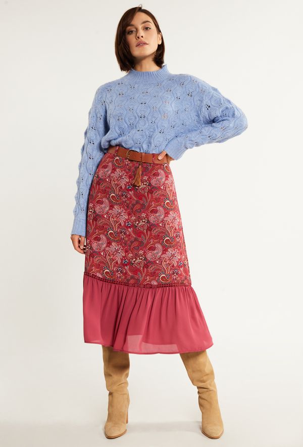MONNARI MONNARI Woman's Midi Skirts Patterned Midi Skirt With Belt