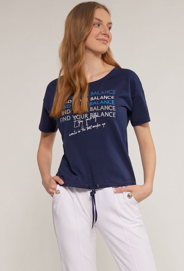 MONNARI MONNARI Woman's T-Shirts Ladies' T-Shirt With Inscriptions Navy Blue