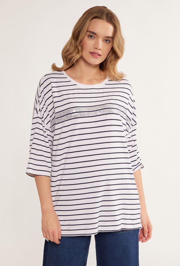 MONNARI MONNARI Woman's T-Shirts Striped T-Shirt Multi White