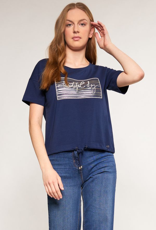 MONNARI MONNARI Woman's T-Shirts T-Shirt With Decorative Panel Navy Blue