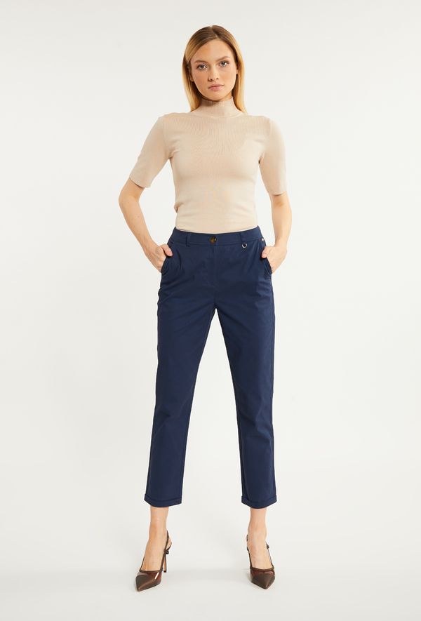 MONNARI MONNARI Woman's Trousers Fabric Pants With Straight Legs Navy Blue