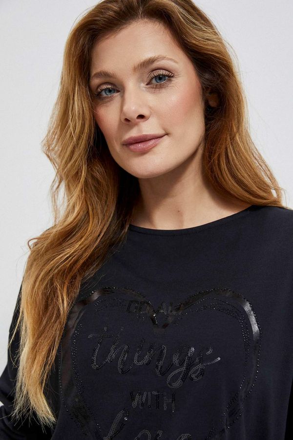 Moodo Blouse with inscription and sequins