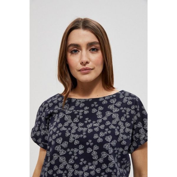 Moodo Cotton blouse with an oversize cut - navy blue