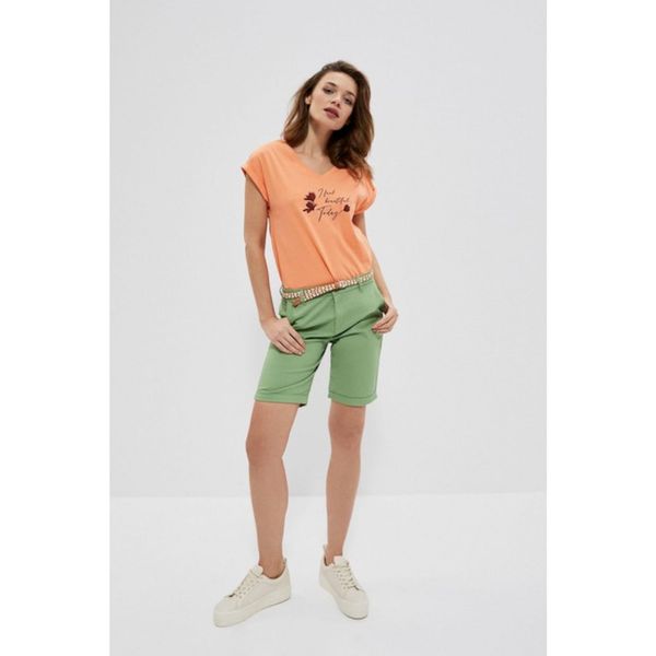 Moodo Cotton shorts with a belt - green