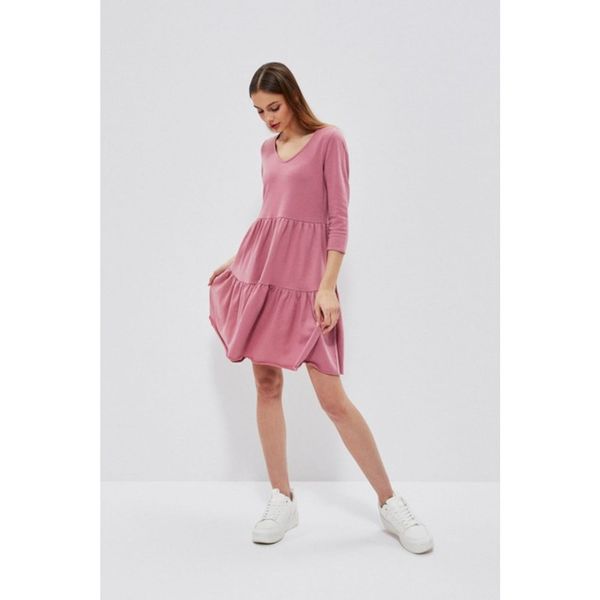 Moodo Dress with a frill - pink
