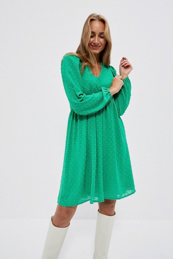 Moodo Dress with puffed sleeves - green