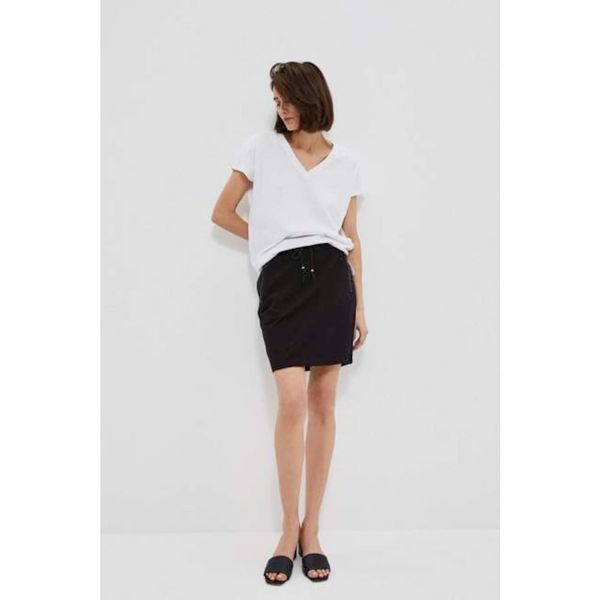 Moodo Plain skirt with pockets - black